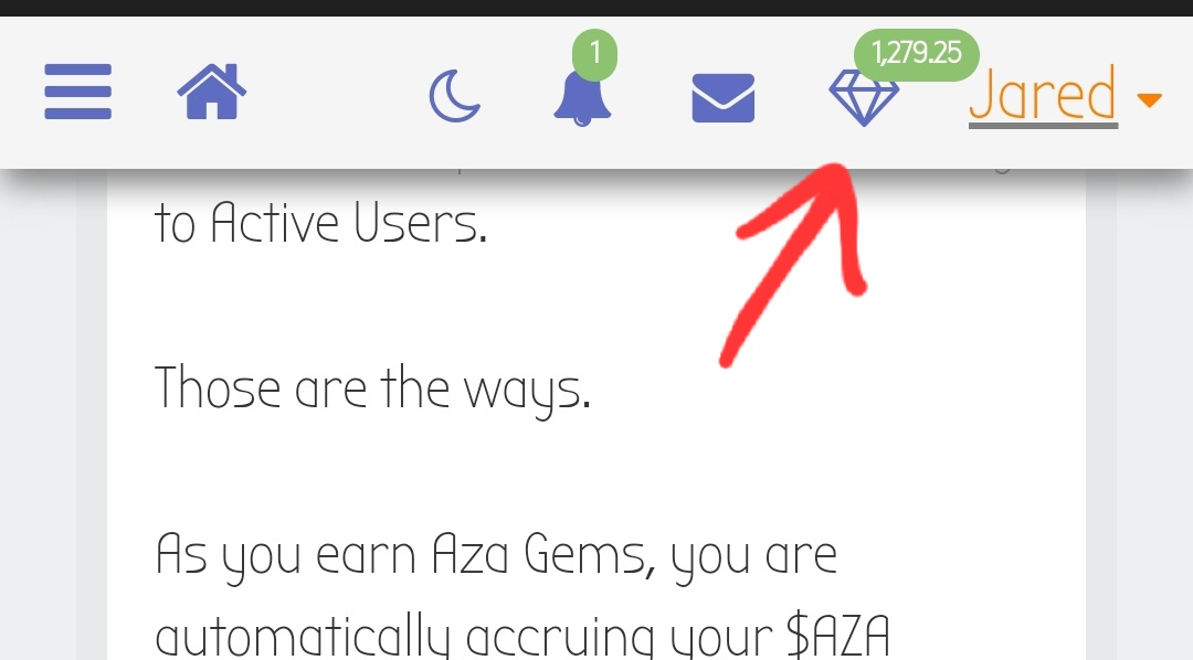 Your on-app AZA Gems balance.
